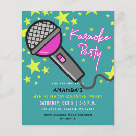 Budget Aquamarin Pink Kids Karaoke Party Einladung