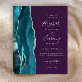 Budget Aquamarin Silver Agate Lila Hochzeitseinlad