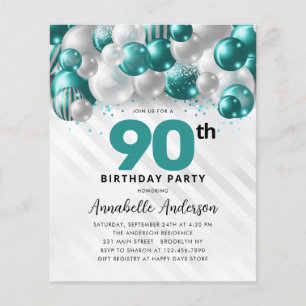 Budget Aquamarin Silver Balloon Glitzer 90. Geburt