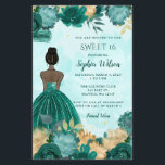 Budget Aquamarin Türkis Goldprinzessin Sweet 16<br><div class="desc">Budget Elegant Aquamarin Türkis Gold Floral Prinzessin Sweet 16 Einladung</div>