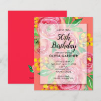 Budget Aquarell Blumengeburtstag Einladungen