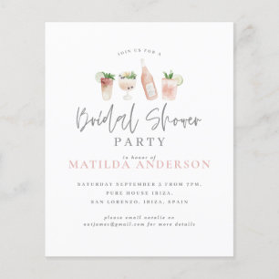 Budget Aquarell Brautparty Party Einladung