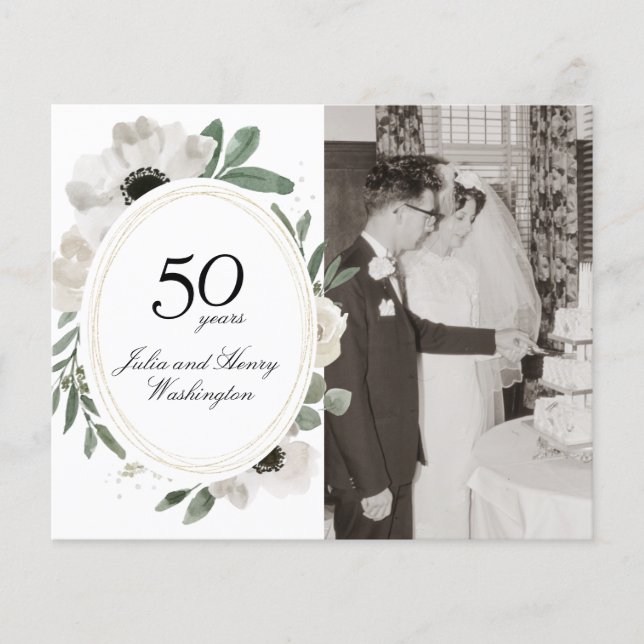 Budget Aquarell Floral Gold 50 Jahre alt (Vorderseite)