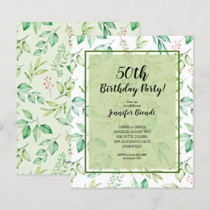 Budget Aquarell Grüne Geburtstagsfeier Einladung