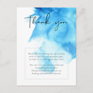 Budget Aquarell-Wasserfarbe Blautönung Hochzeit Postkarte