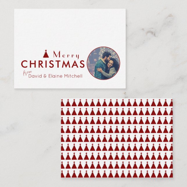 Budget Aquarell Weihnachtsbaum Couple Foto Mitteilungskarte (Vorne/Hinten)