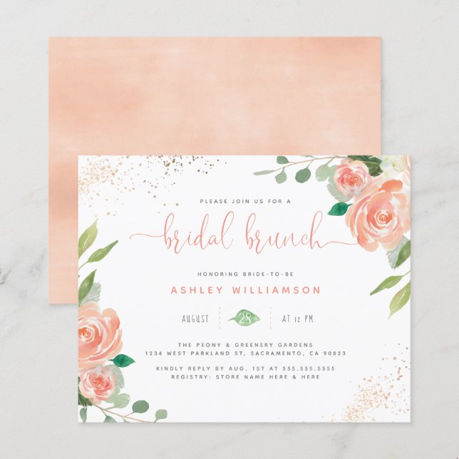 Budget Aquarellbäume Eukalyptus Bridal Brunch (Vorne/Hinten)