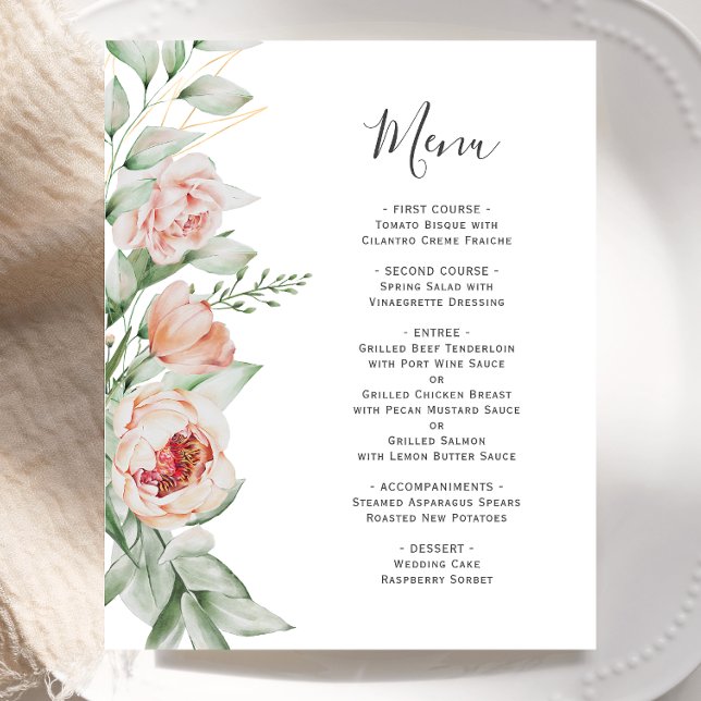Budget Aquarelle Floral Spring Wedding Menu (Créateur téléchargé)
