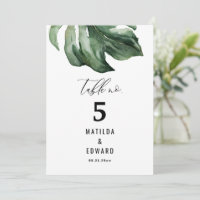 Budget aquarelle palme élégant numéro de table