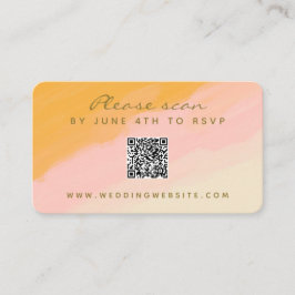 Budget Aquarellfarbe Rosa Gelbe QR Code RSVP Karte