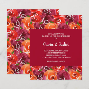 Budget Aquarellfarben florale Collage Hochzeit läd