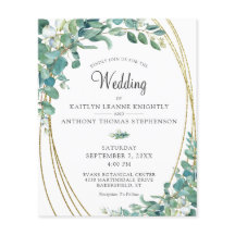 Budget Aquarellgrün Gold Hochzeit Einladung