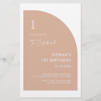 Budget Arch Blush Pink 1. Geburtstag Einladung