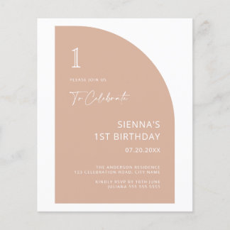 Budget Arch Blush Pink 1. Geburtstag Einladung
