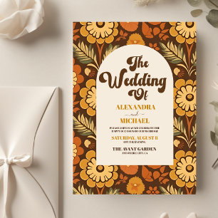 Budget Arch Moderne Retro 70er Floral Wedding Flyer