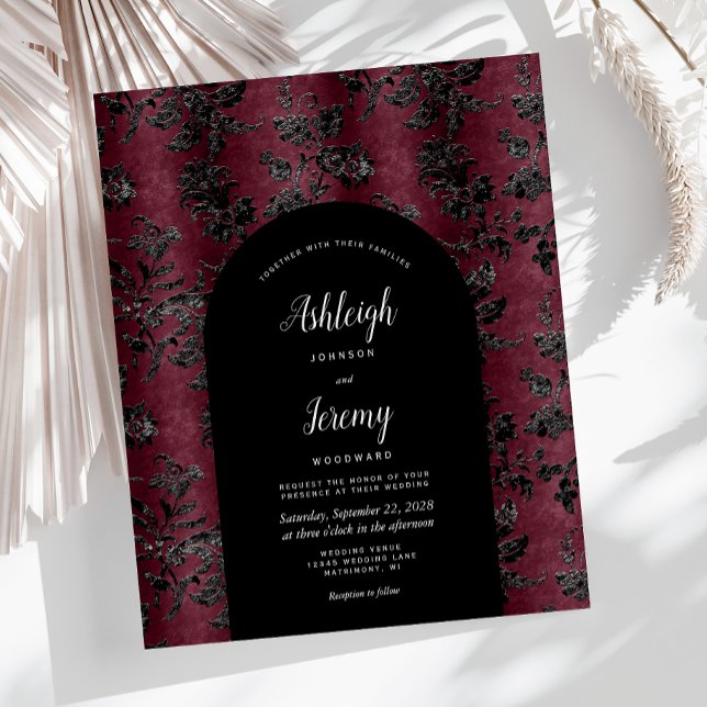 Budget Arch Moody Burgundy Black Damask Wedding (Von Creator hochgeladen)
