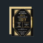 Budget Art Deco 40. Geburtstag Gold Black Einladun<br><div class="desc">Art Deco 40. Geburtstag Gold Black Einladung. Ein Preis SMALLER 4, 5" x 5, 6" Alternative. Erhältlich in einem SEMI-GLOSS 110 lb CARD STOCK, der die Standardoption (dicker für Einladungen) ist, ODER einem SATIN FINISH 80 lb THINNER PAPER STOCK (ideal für Gehäuse). Umschläge sind optional und etwas größer als die...</div>