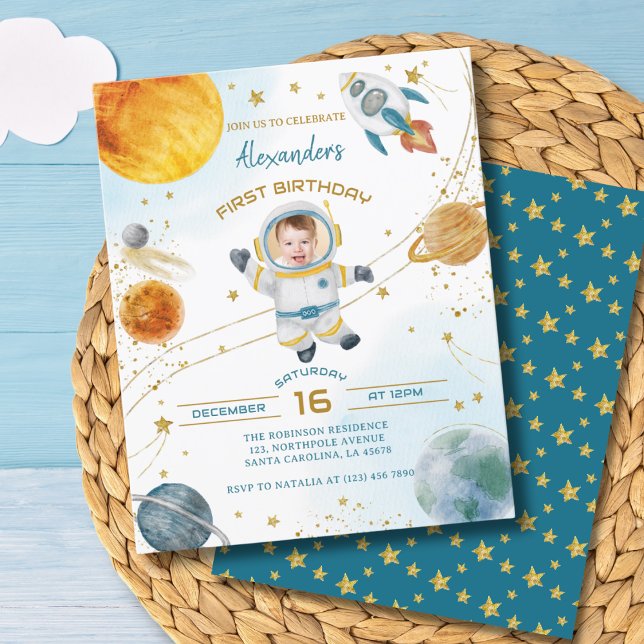 Budget Astronaut Boy Space 1st Birthday Photo (Von Creator hochgeladen)