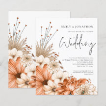 Budget Autumnal Florals Script Wedite Einladung