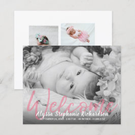 Budget B&W Pink Begrüßung Foto Kinderankündigung