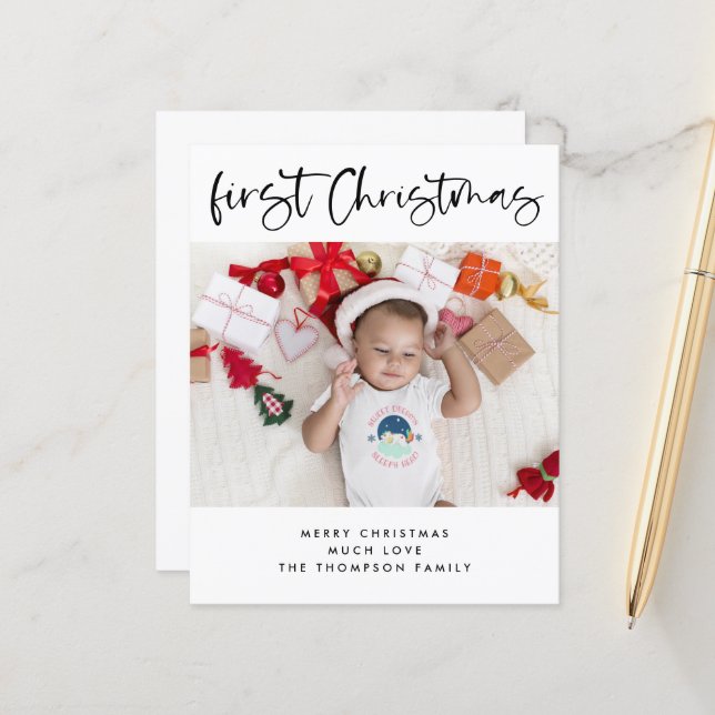 Budget Baby 1 Weihnachts Foto Kleine Flachkarte (Vorderseite/Rückseite Beispiel)
