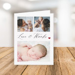 Budget Baby 3 Foto Collage elegante Dankeschön bea<br><div class="desc">Versenden Sie ein elegantes modernes Multi-Foto, das sich an Ihren Gastgeber und an alle Ihre Freunde, die Ihre Babydusche oder die Taufe Ihres Babys besucht haben, anschloss. In minimalistischem Stil mit individueller 3 Foto Gitterkollektion und Text, ist es für Jungen, Mädchen oder Babyduschen geeignet. Sie können die Fotos einfach ersetzen...</div>
