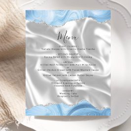 Budget Baby Blue Silver Agate Silk Wedding Menü