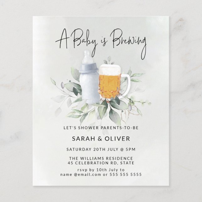 Budget Baby Brewing Greenery Baby Shower (Vorderseite)
