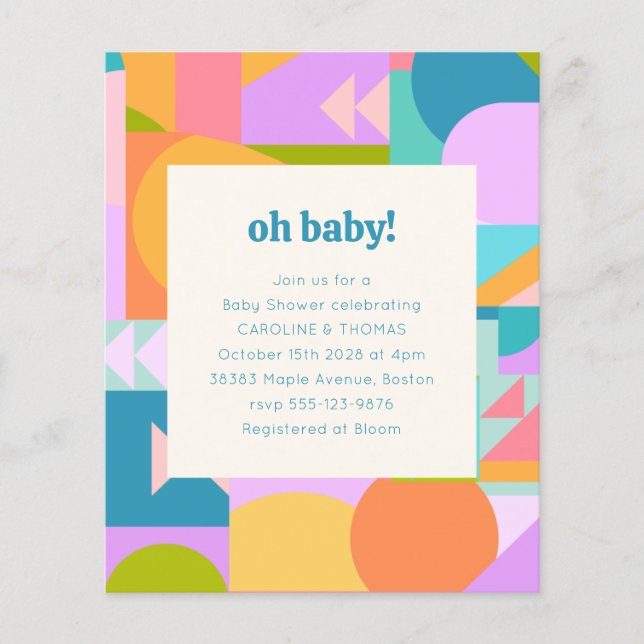 Budget Baby Dusche Einladung Colorful Geometric (Vorderseite)