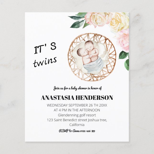 BUDGET/Baby Dusche Einladung. Flyer (Vorne)