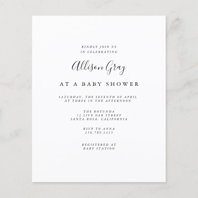 Budget Baby Dusche Einladung Flyer (Vorne)