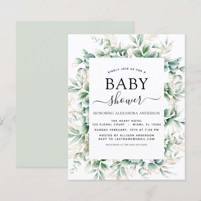Budget Baby Dusche Eukalyptus Botanical Geometric (Vorne/Hinten)