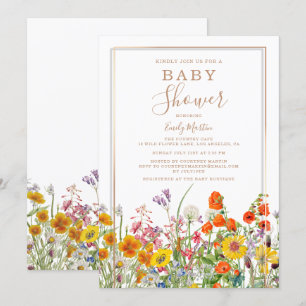 Budget Baby Dusche farbenfrohe Country Wild Blume Einladung