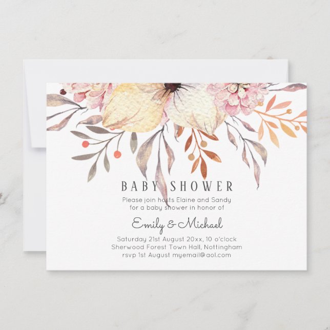 BUDGET Baby Dusche Pink Peach Floral (Vorderseite)