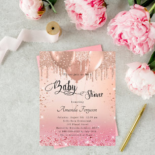 Budget Baby Dusche Rosa Rosa Goldeinladung