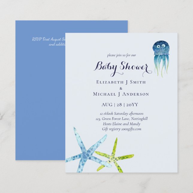 BUDGET Baby Dusche Sea Life Krake Starfish (Vorne/Hinten)