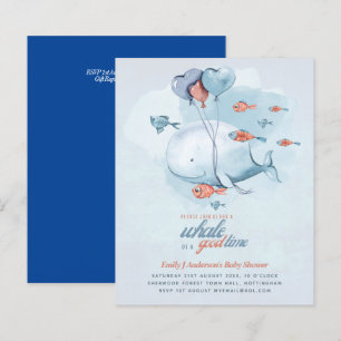 BUDGET Baby Dusche Sea Life Whale Boys Blue Einlad