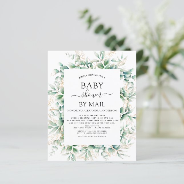 Budget Baby Dusche von Mail Eucalyptus Geometric (Stehend Vorderseite)