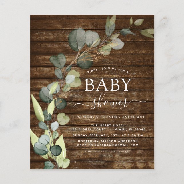 Budget Baby Duwer Greenery Eukalyptus Rustic Flyer (Vorne)