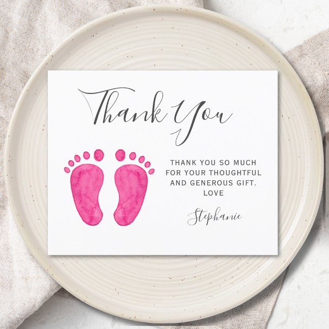 Budget Baby Feet Pink Baby Dusche Danke Karte (Von Creator hochgeladen)