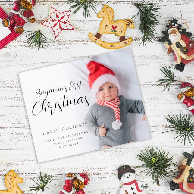 BUDGET Baby First Christmas Script Custom Foto (Budget price smaller 4.5 x 5.6")