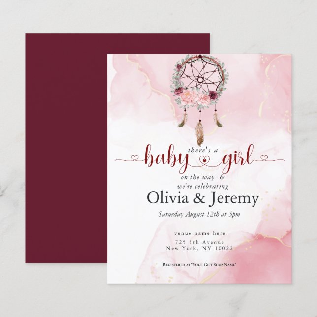 Budget Baby Girl on Way Pink Dream Catcher (Vorne/Hinten)