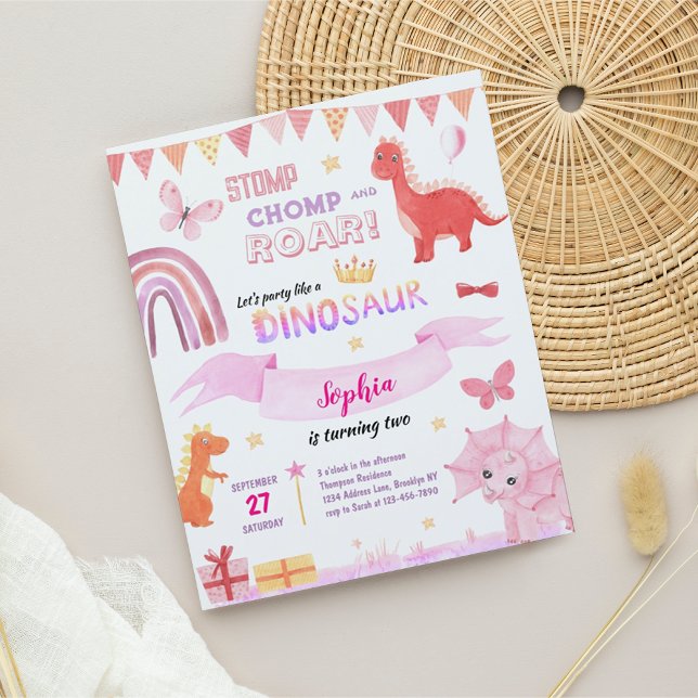 BUDGET Baby Girl Pink Dino Dinosaur Kindergeburtst (Von Creator hochgeladen)