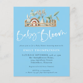 Budget Baby in Bloom Boho Blue Baby Dusche einlade