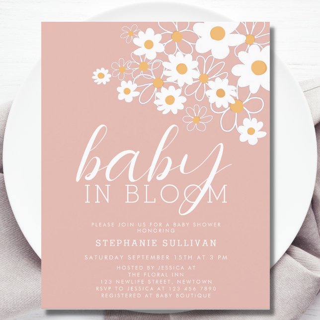 Budget Baby in Bloom Daisy Pink Baby Dusche Einlad (Von Creator hochgeladen)