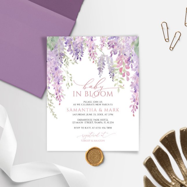 Budget Baby in Bloom Wisteria Dusche Einladung (Von Creator hochgeladen)