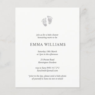 Budget Baby Shower Einladung Grau Footprint Flyer