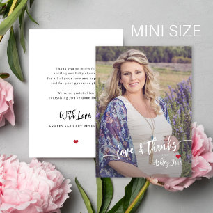 Budget-Baby-Shower-Foto moderne Schriftart Danke Mitteilungskarte