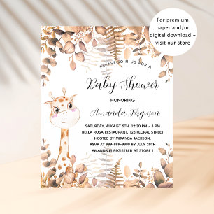 Budget Baby Shower giraffe eucalyptus Einladung