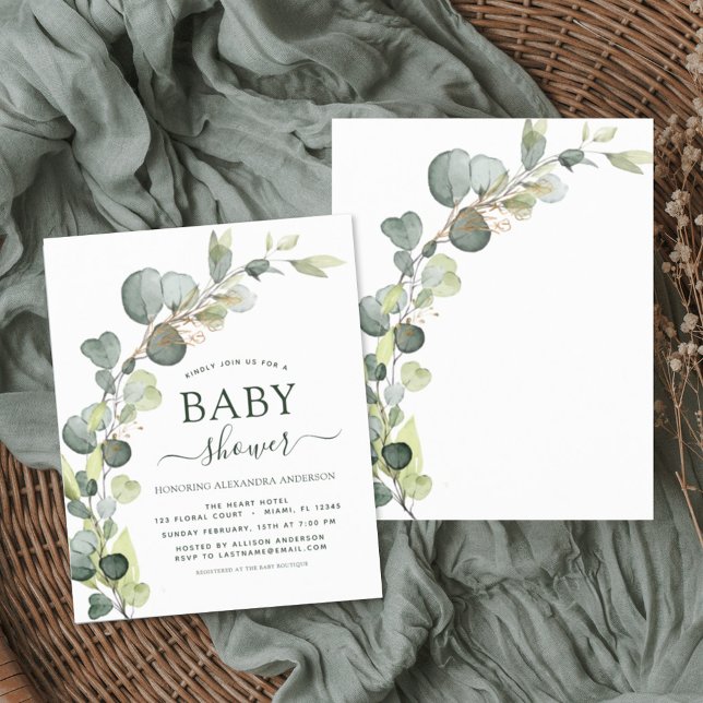 Budget Baby Shower Greenery Eucalyptus Einladungen (Von Creator hochgeladen)